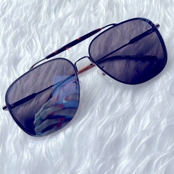 Zadig & Voltaire Pilot Aviator Sunglasses Metal Frame Blue Reflective Lens - Picture 15 of 16